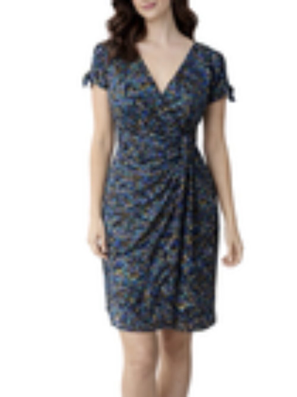 David Meister Dress 6 Short Sleeve Silk Stretch Career Church Geometric Print